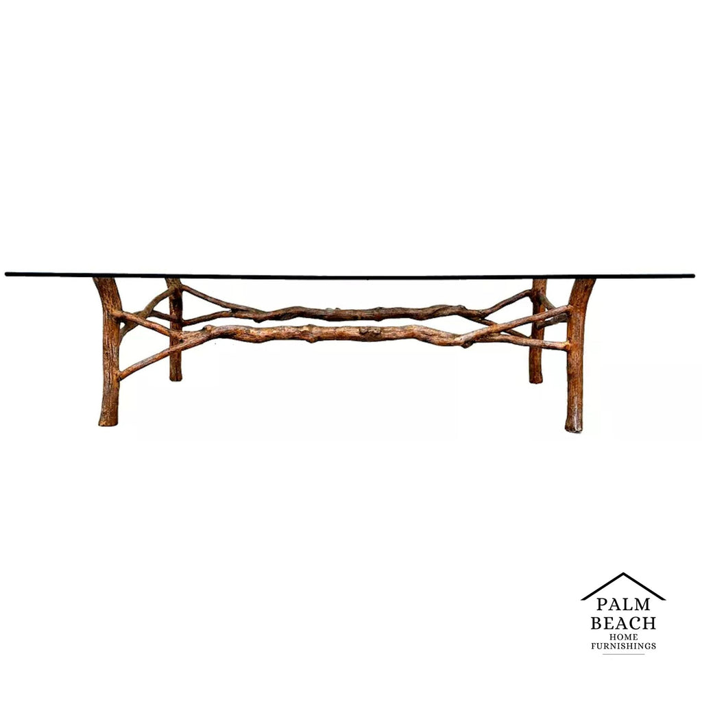 Faux Bois Branch Coffee Table Metal & Glass