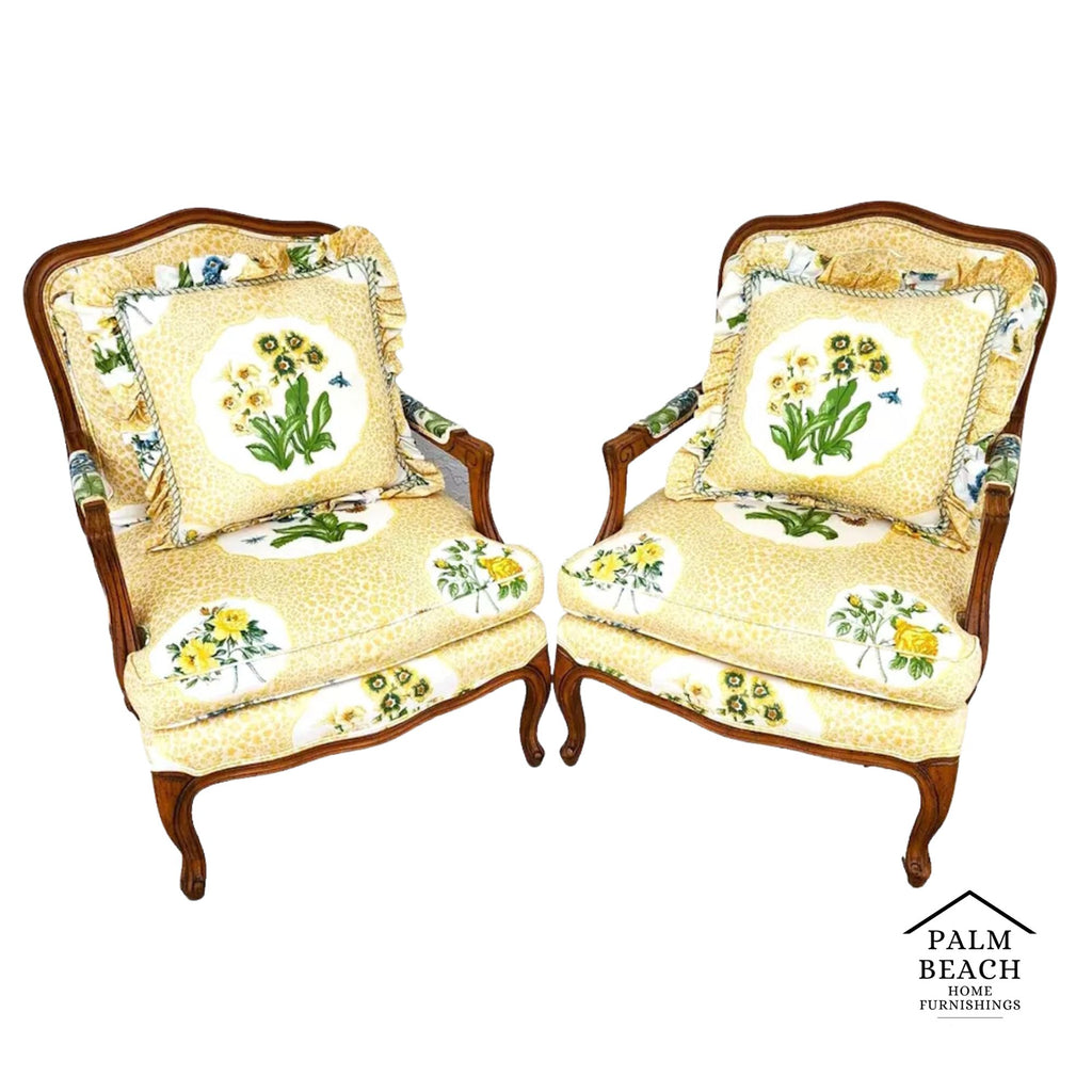 French Country Cottage Armchairs Pair by HEIRLOOM