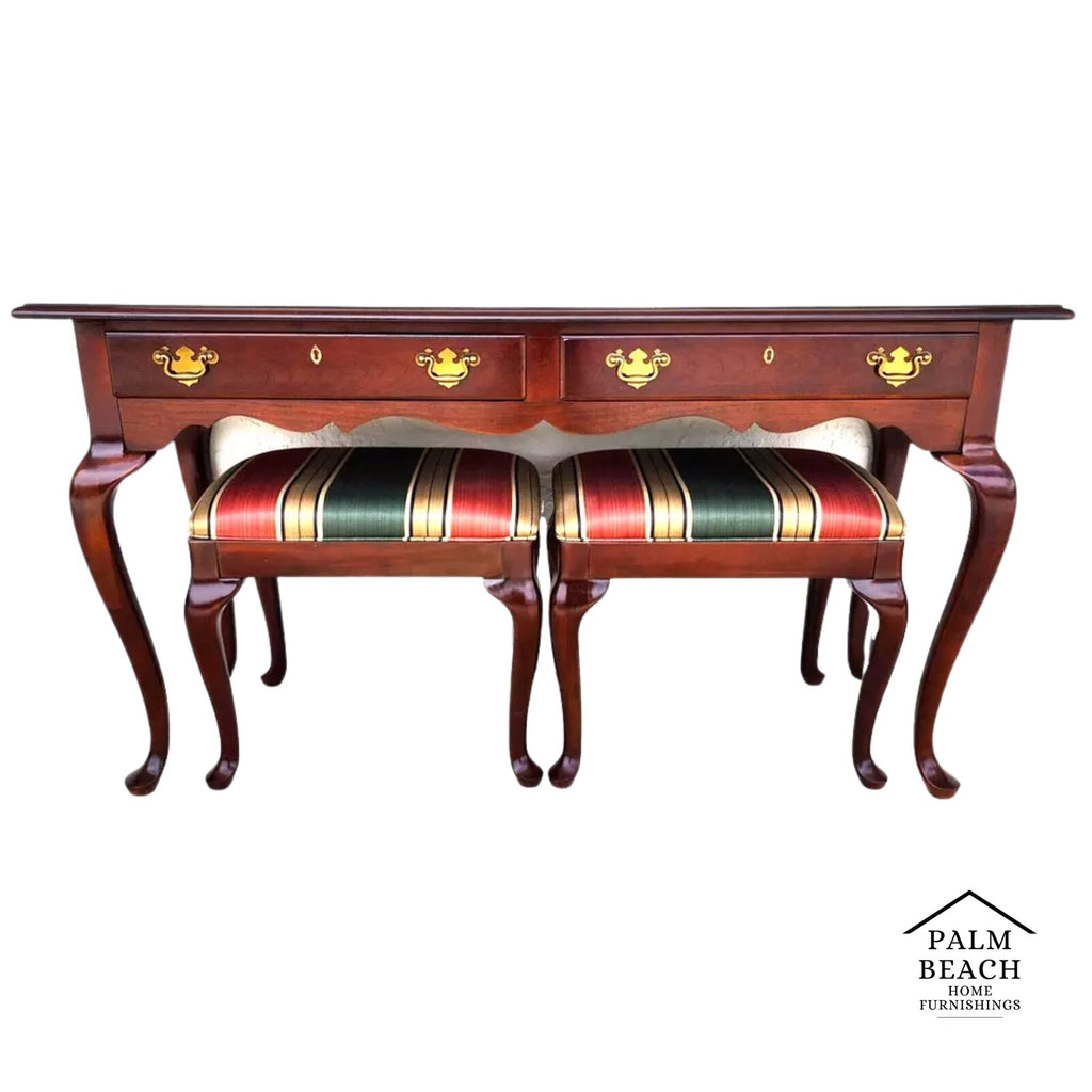 DREXEL Console Sofa Table with Ottomans