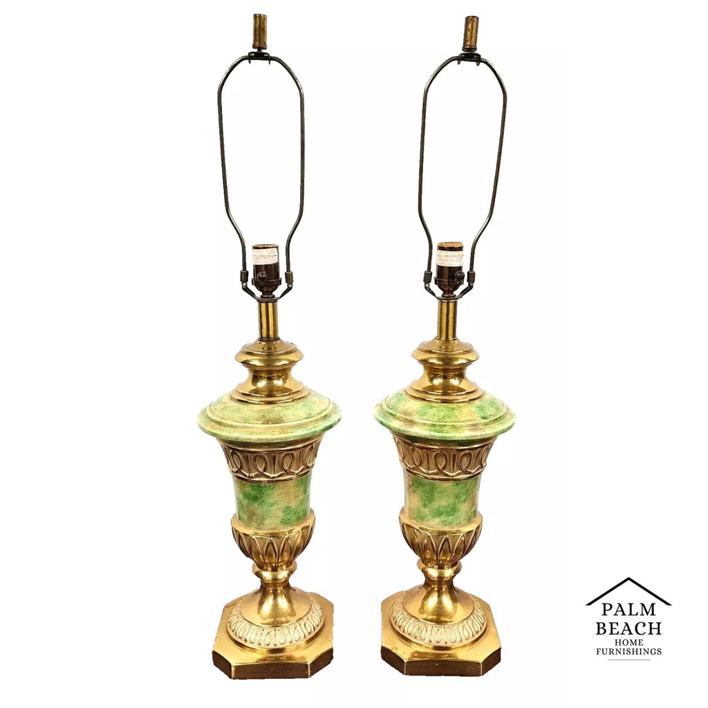 Vintage Ethan Allen Table Lamps Brass Pair