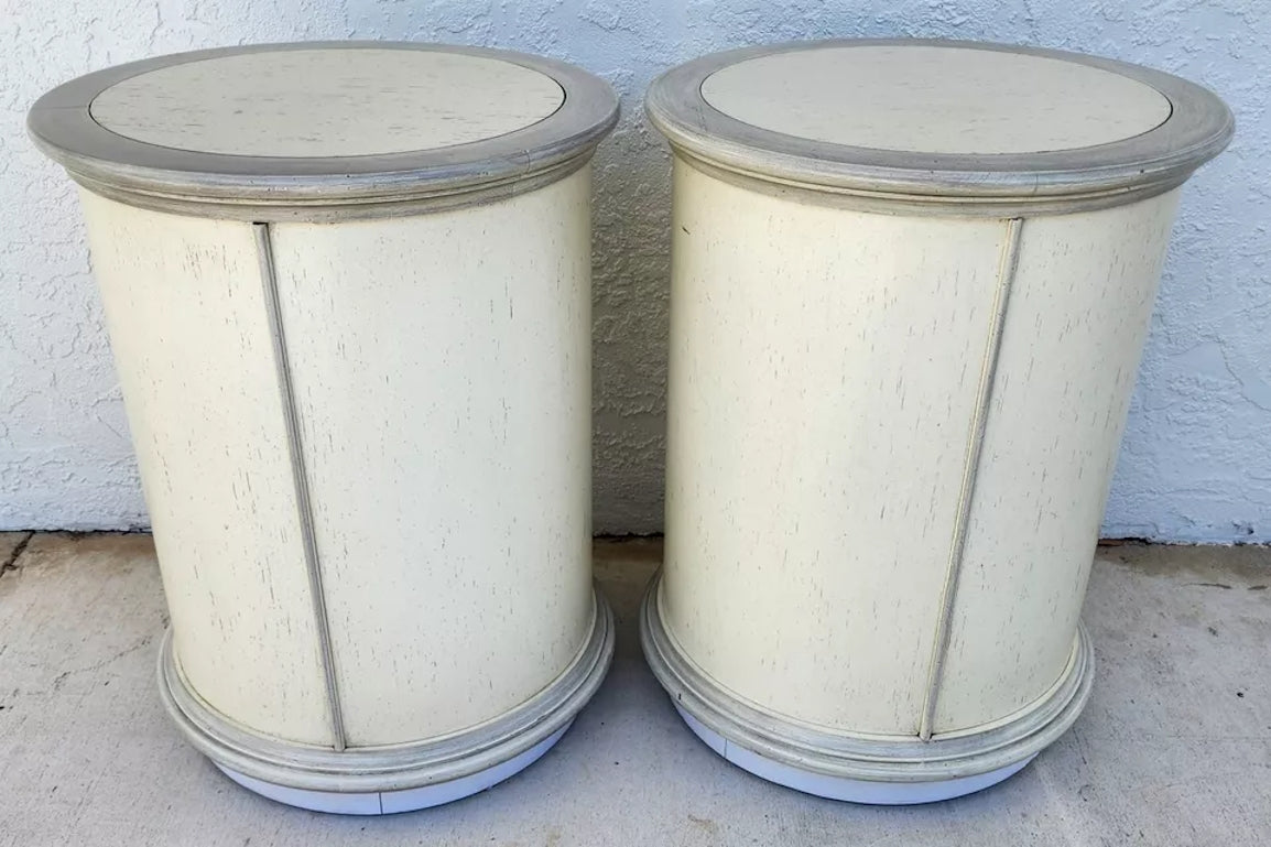 Designer Drum Side Tables Bedside Pair