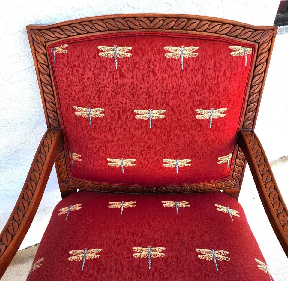 Oversized Armchairs with Dragonflies Pair by Fairfield
