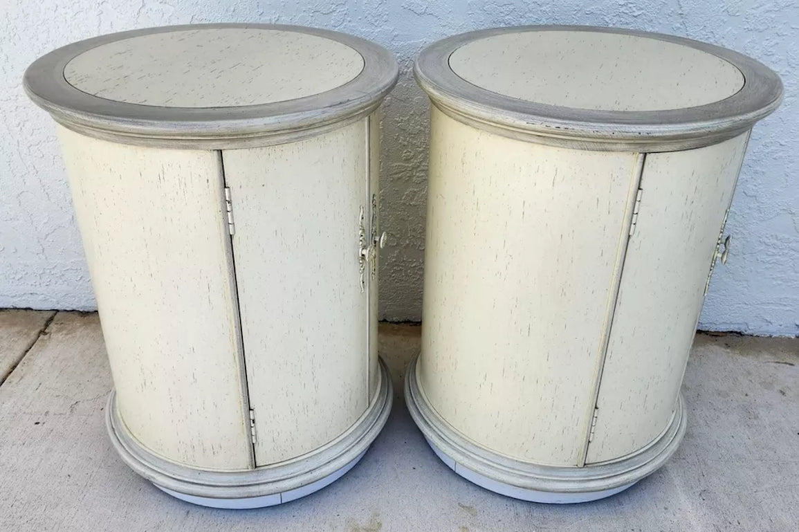 Designer Drum Side Tables Bedside Pair