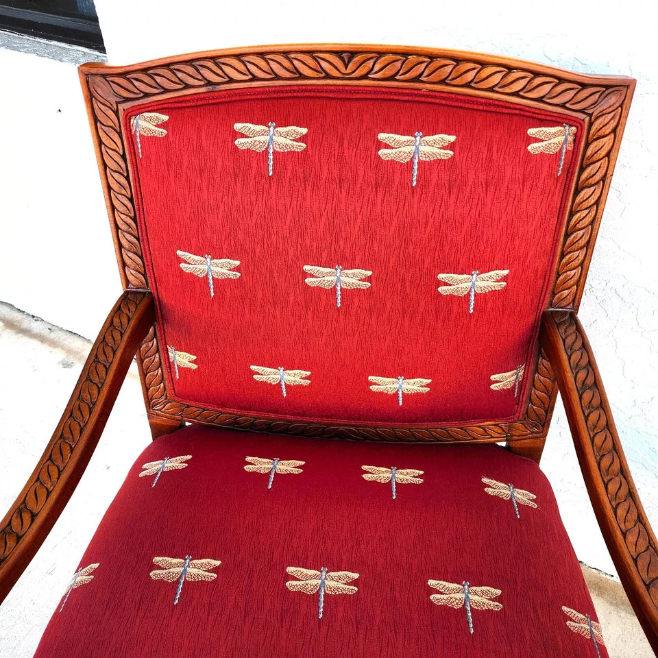 Oversized Armchairs with Dragonflies Pair by Fairfield