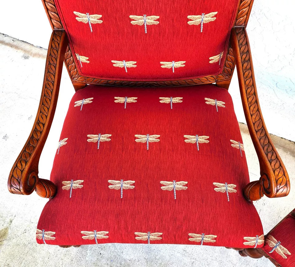 Oversized Armchairs with Dragonflies Pair by Fairfield