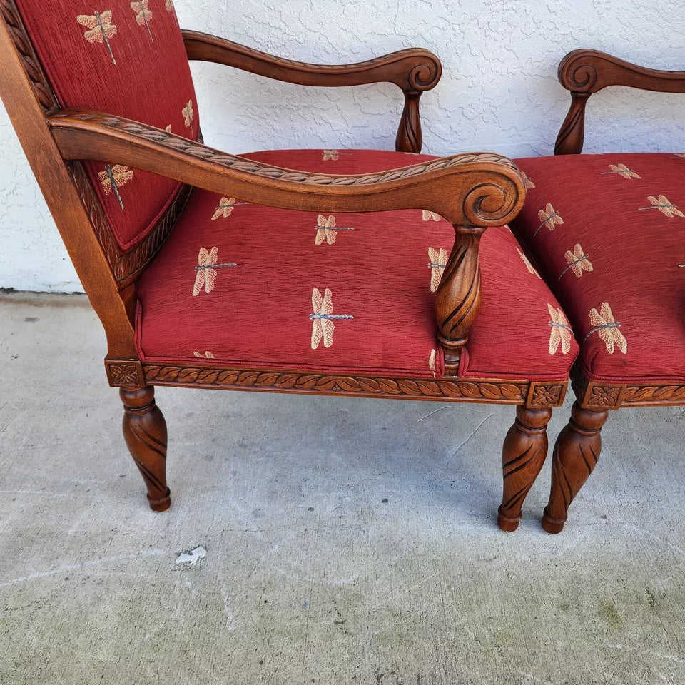 Oversized Armchairs with Dragonflies Pair by Fairfield