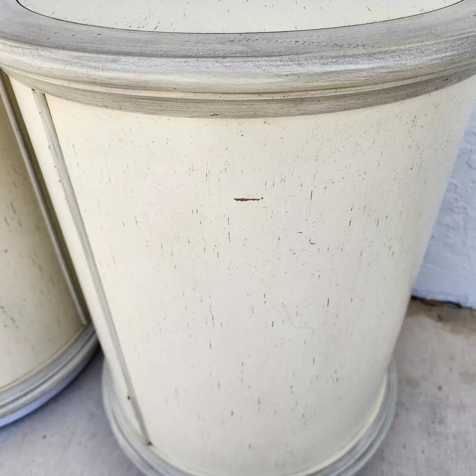 Designer Drum Side Tables Bedside Pair