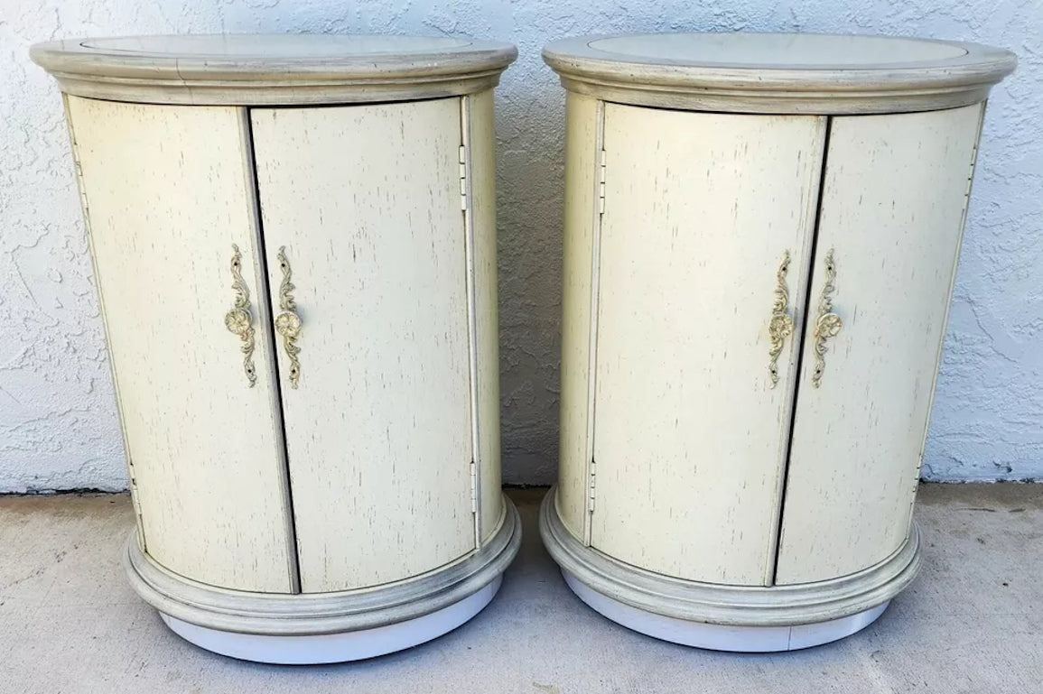 Designer Drum Side Tables Bedside Pair
