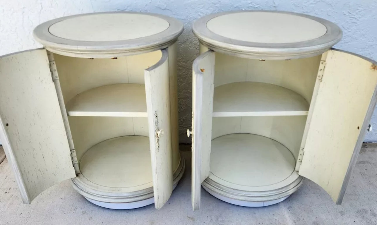 Designer Drum Side Tables Bedside Pair