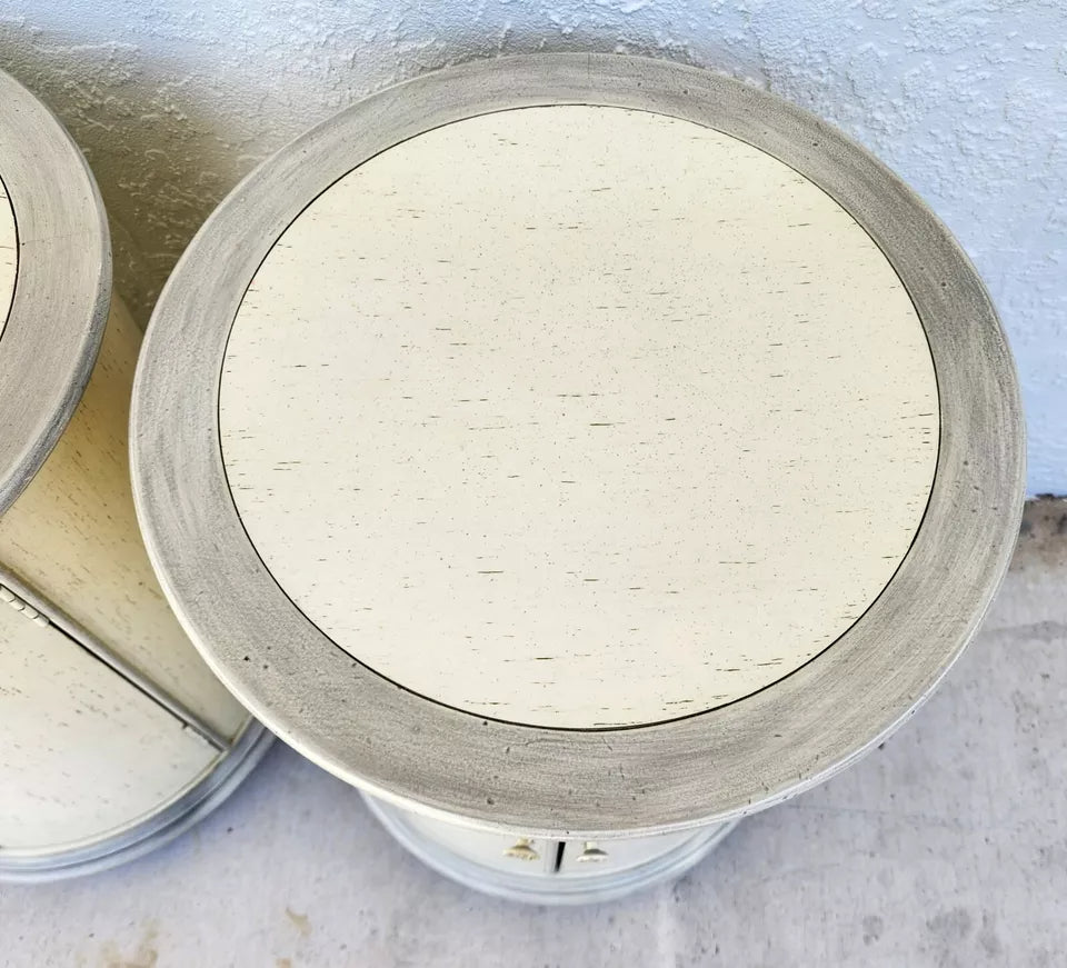 Designer Drum Side Tables Bedside Pair