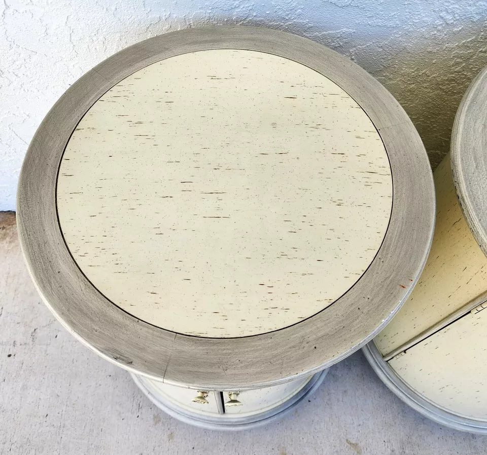 Designer Drum Side Tables Bedside Pair