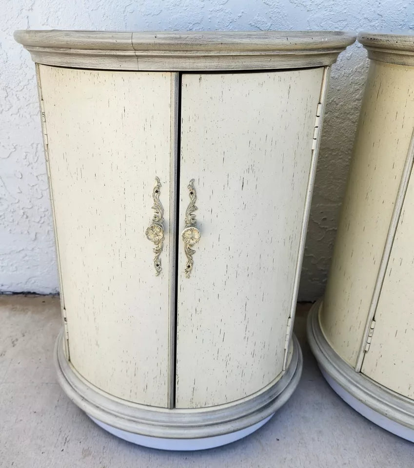 Designer Drum Side Tables Bedside Pair