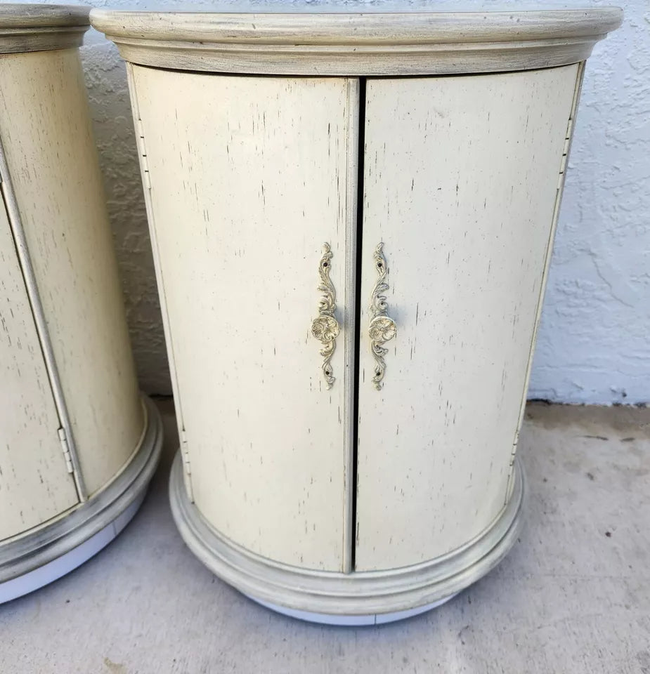 Designer Drum Side Tables Bedside Pair