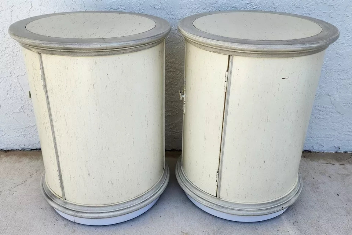 Designer Drum Side Tables Bedside Pair