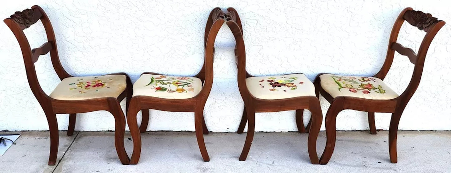 Tell City Mahogany Duncan Phyfe Rose Chairs