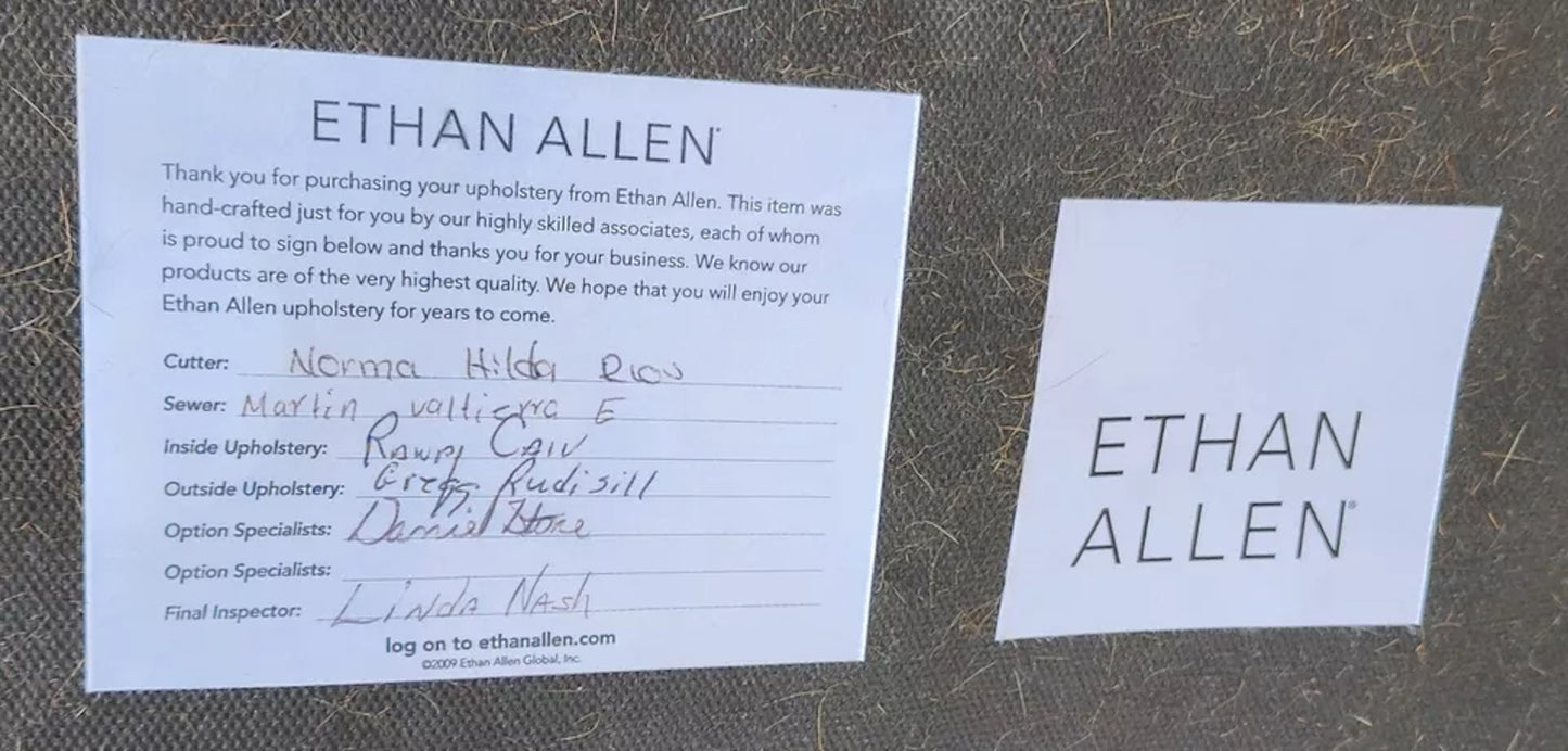 Ethan Allen English Chesterfield Leather Ottoman