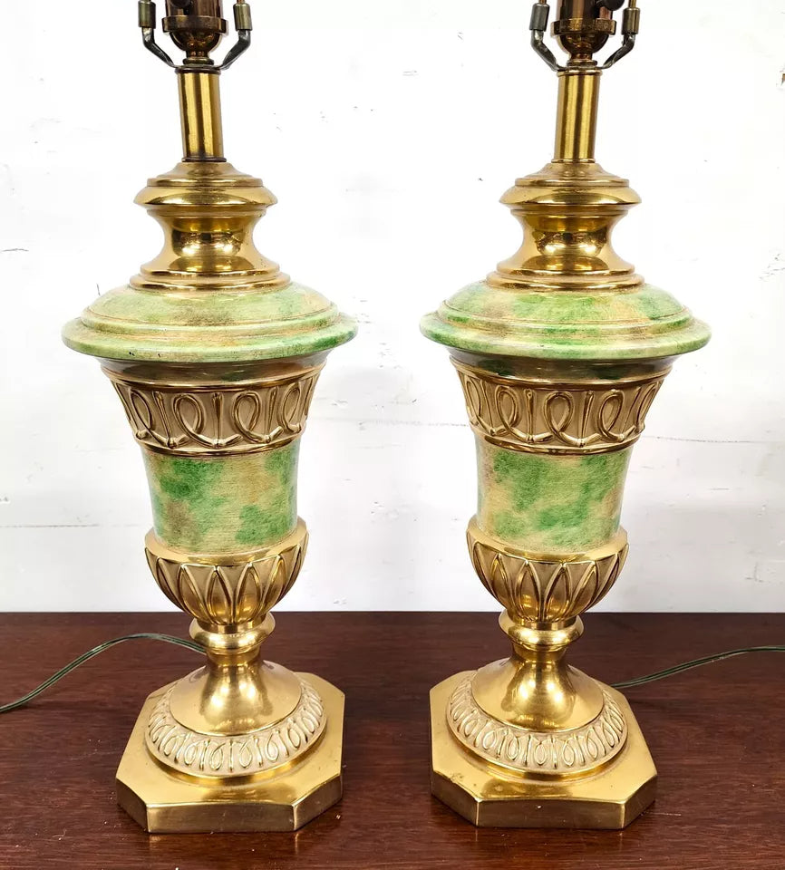 Vintage Ethan Allen Table Lamps Brass Pair