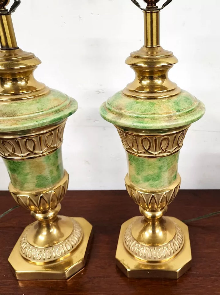 Vintage Ethan Allen Table Lamps Brass Pair