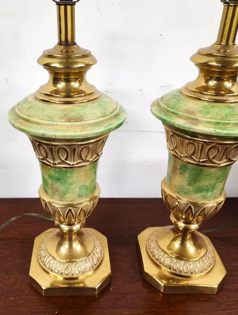 Vintage Ethan Allen Table Lamps Brass Pair