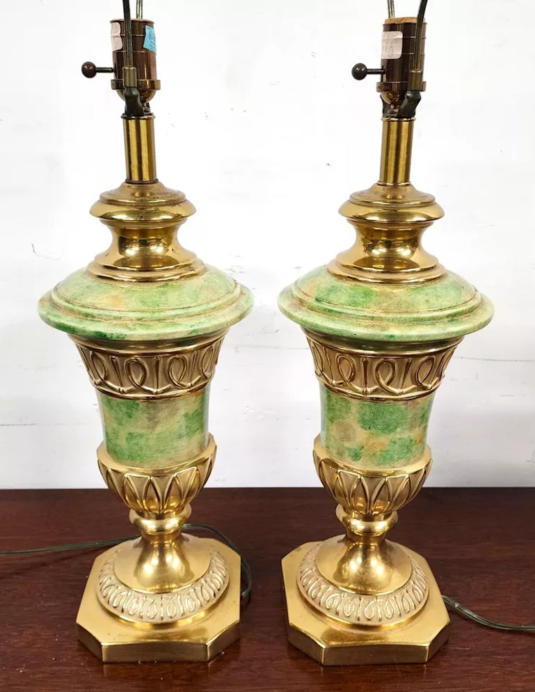 Vintage Ethan Allen Table Lamps Brass Pair