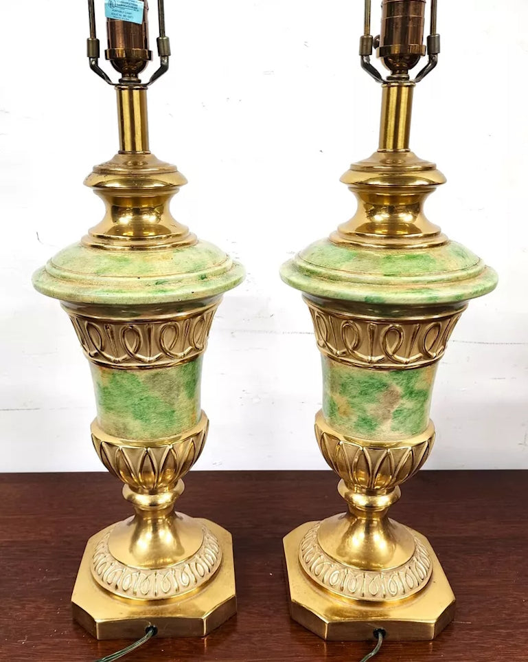 Vintage Ethan Allen Table Lamps Brass Pair