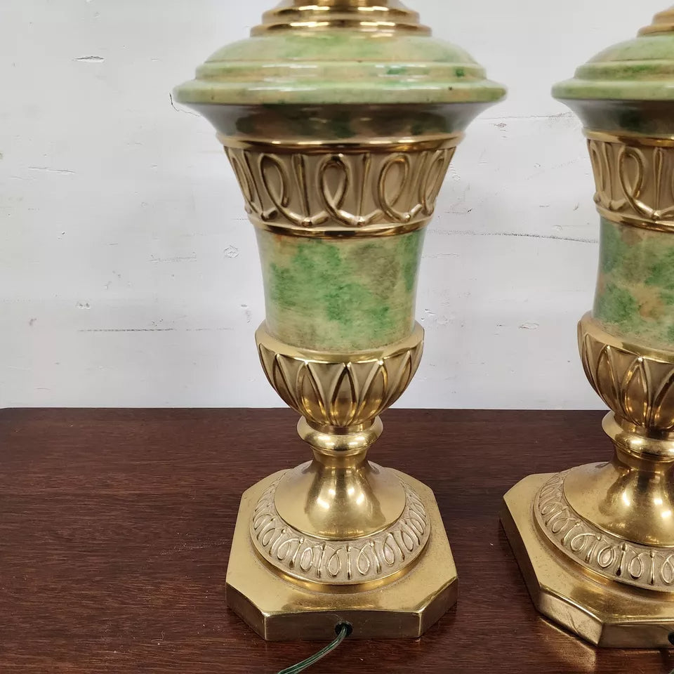 Vintage Ethan Allen Table Lamps Brass Pair