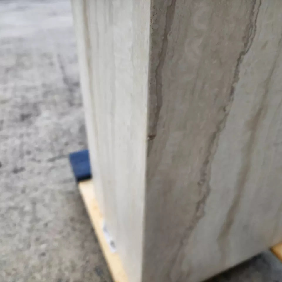 Ello Italian Dining Table Travertine & Glass 1970s