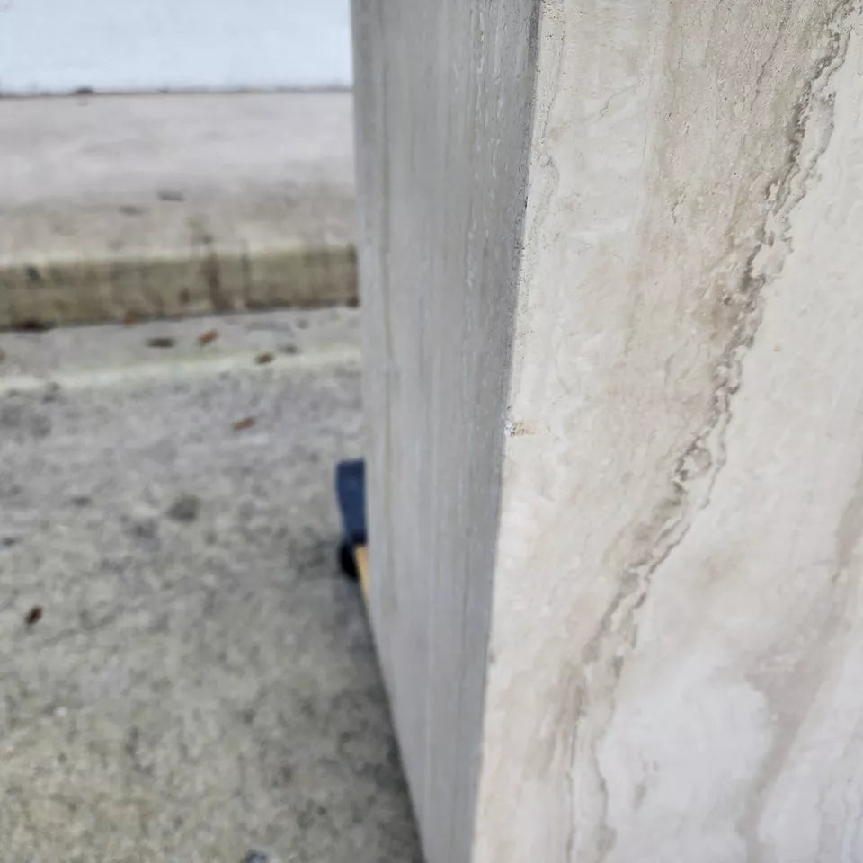 Ello Italian Dining Table Travertine & Glass 1970s