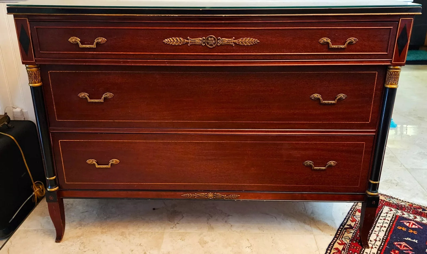 Rway French Empire Dresser Buffet Glass Top