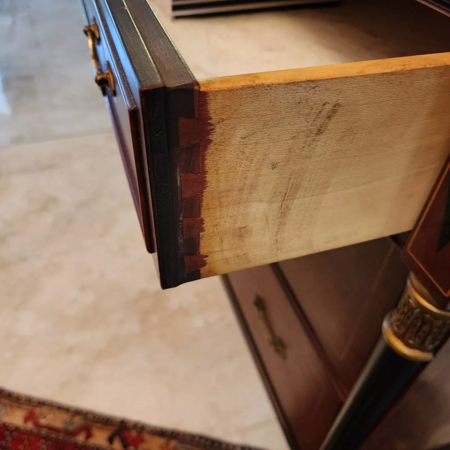 Rway French Empire Dresser Buffet Glass Top