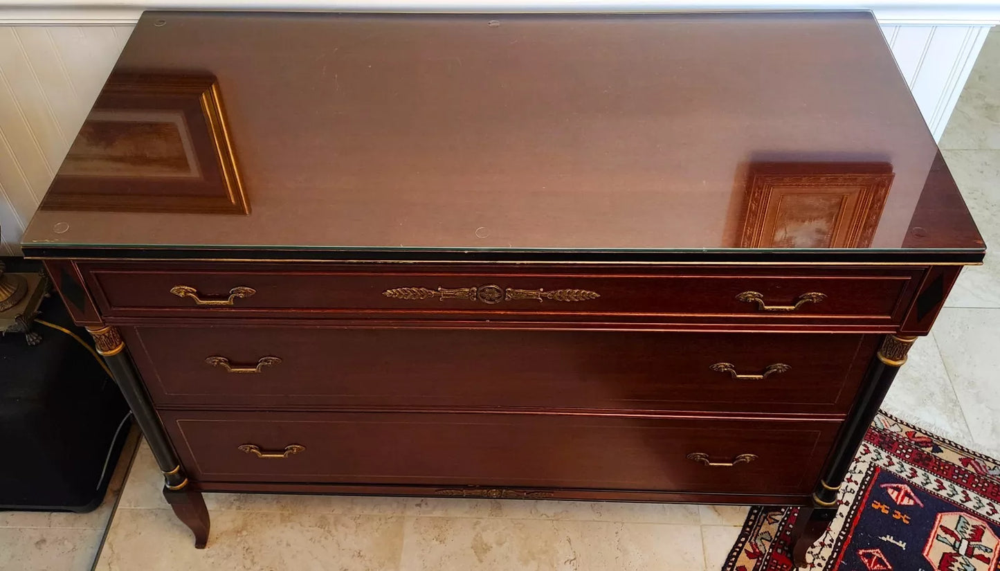 Rway French Empire Dresser Buffet Glass Top