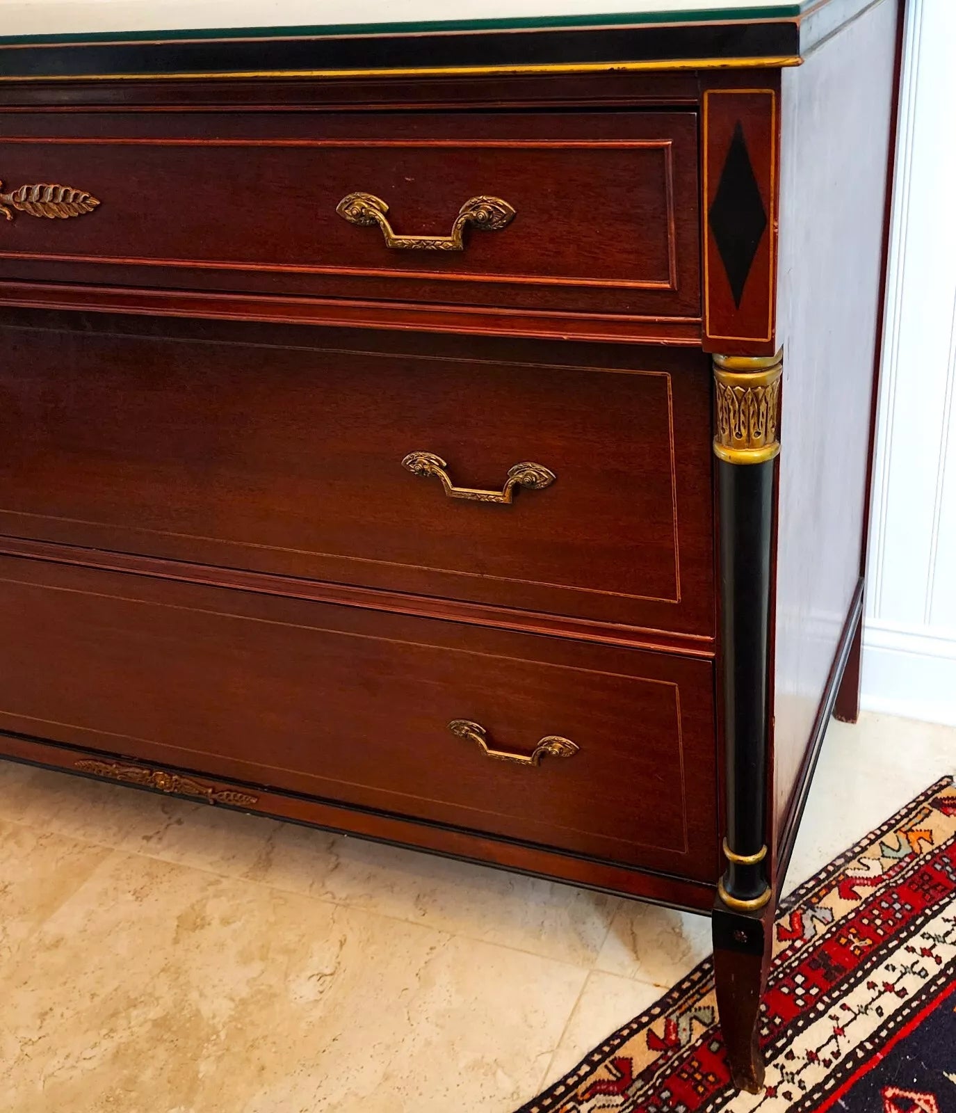 Rway French Empire Dresser Buffet Glass Top