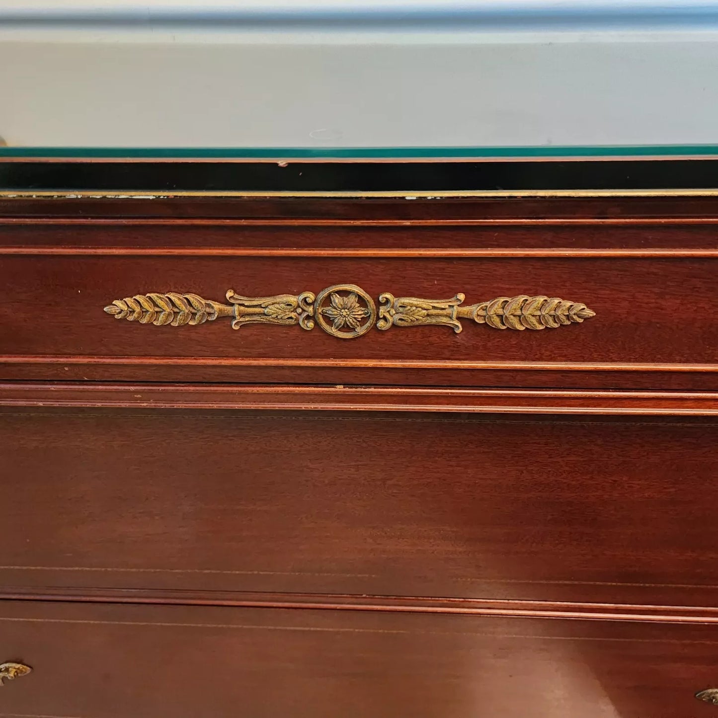 Rway French Empire Dresser Buffet Glass Top