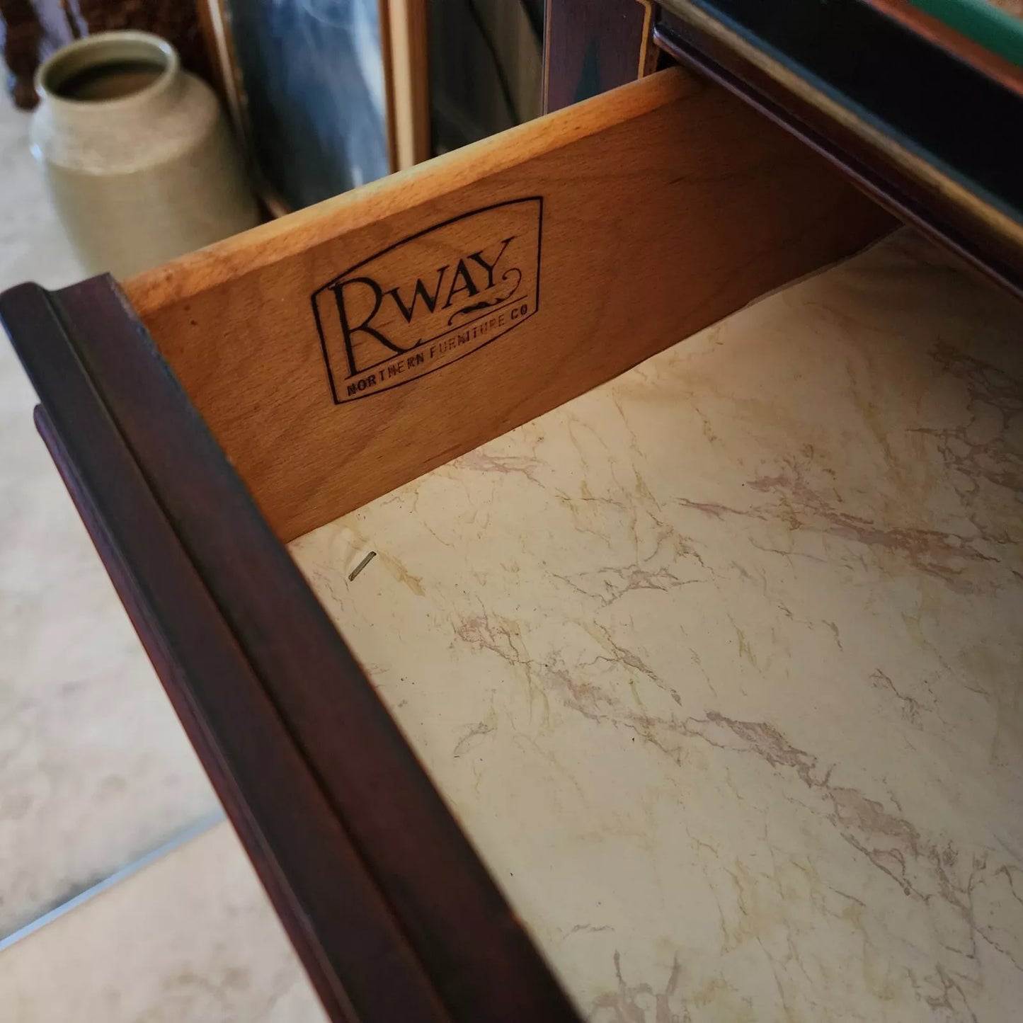 Rway French Empire Dresser Buffet Glass Top