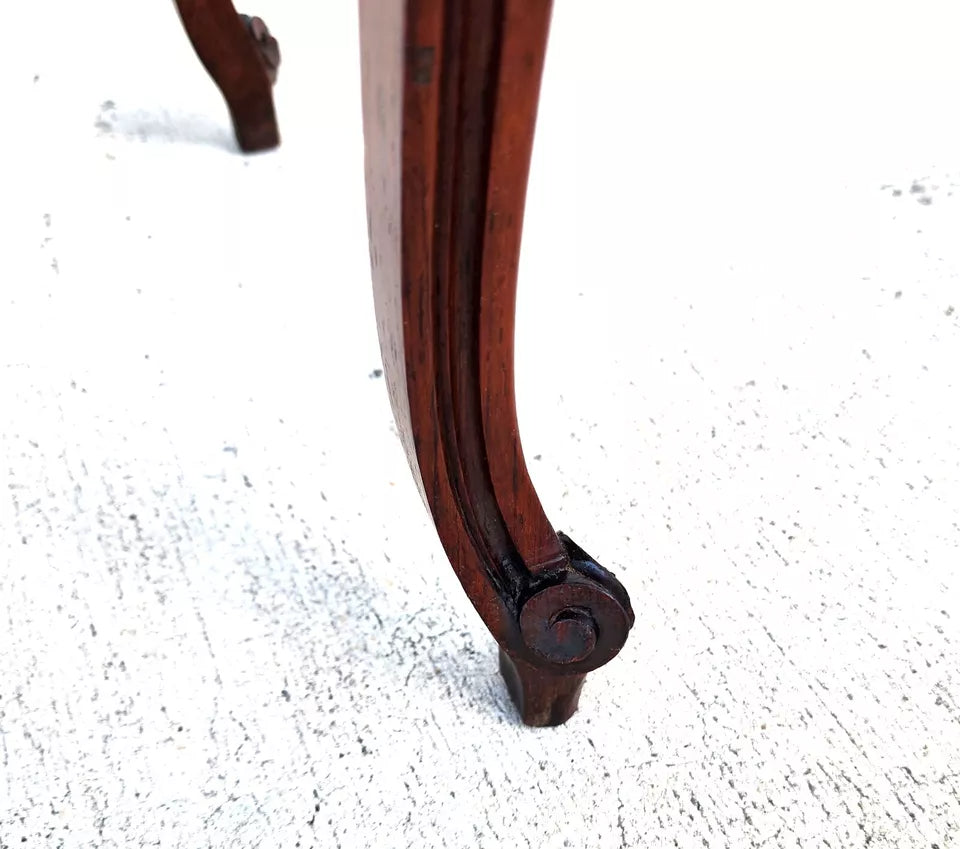 French Bedside Cabinet End Table Walnut & Marble