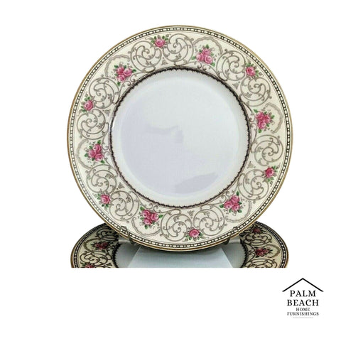 (1) WEDGWOOD Avondale Dinner Plate Cream with Scrolls and Pink Roses 10 3/4"