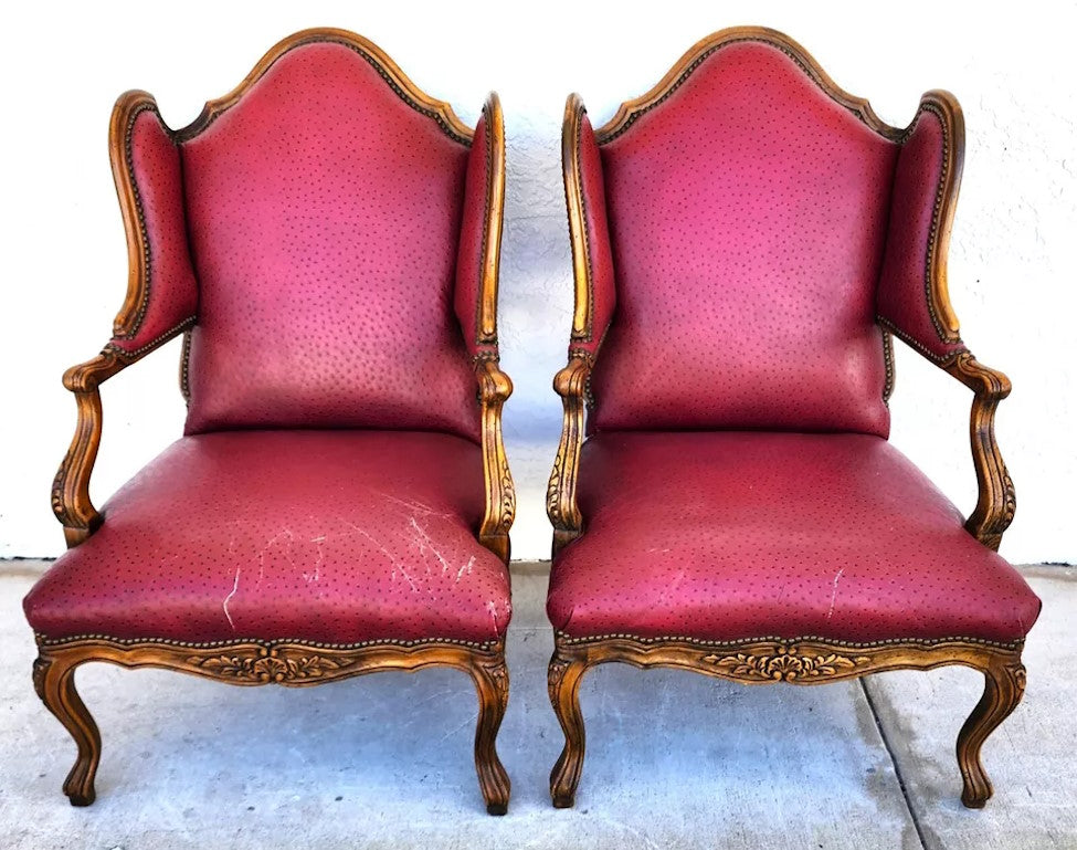 French Wingback Chairs by BAKER Pair