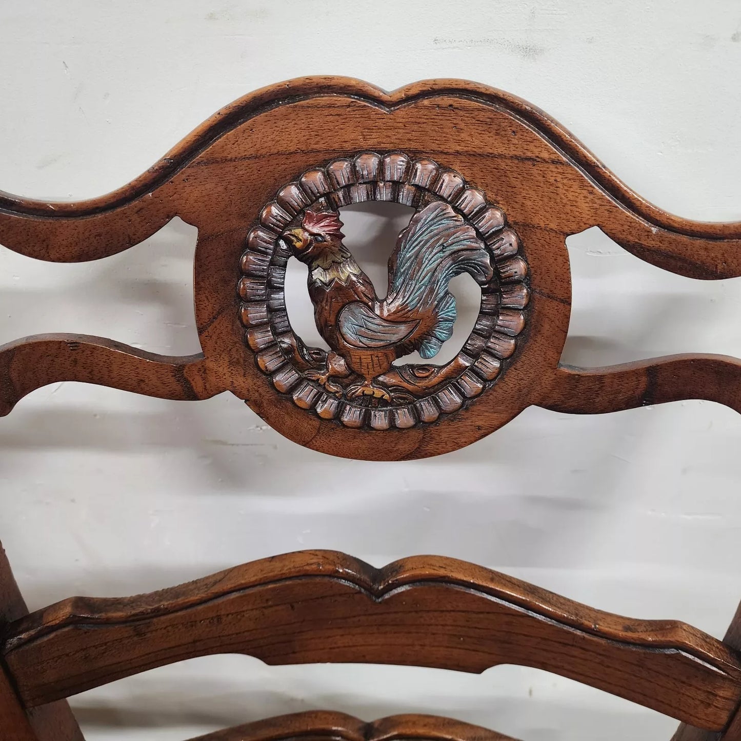 French Country Ladderback Chairs Rooster Medallions Rush Seats