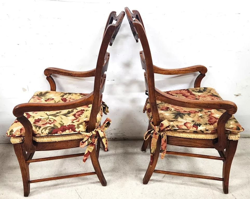 French Country Ladderback Chairs Rooster Medallions Rush Seats