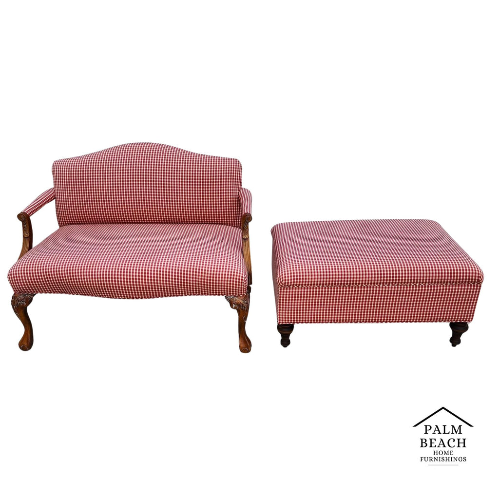 French Country Settee & Ottoman Set