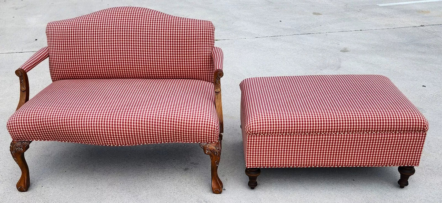 French Country Settee & Ottoman Set