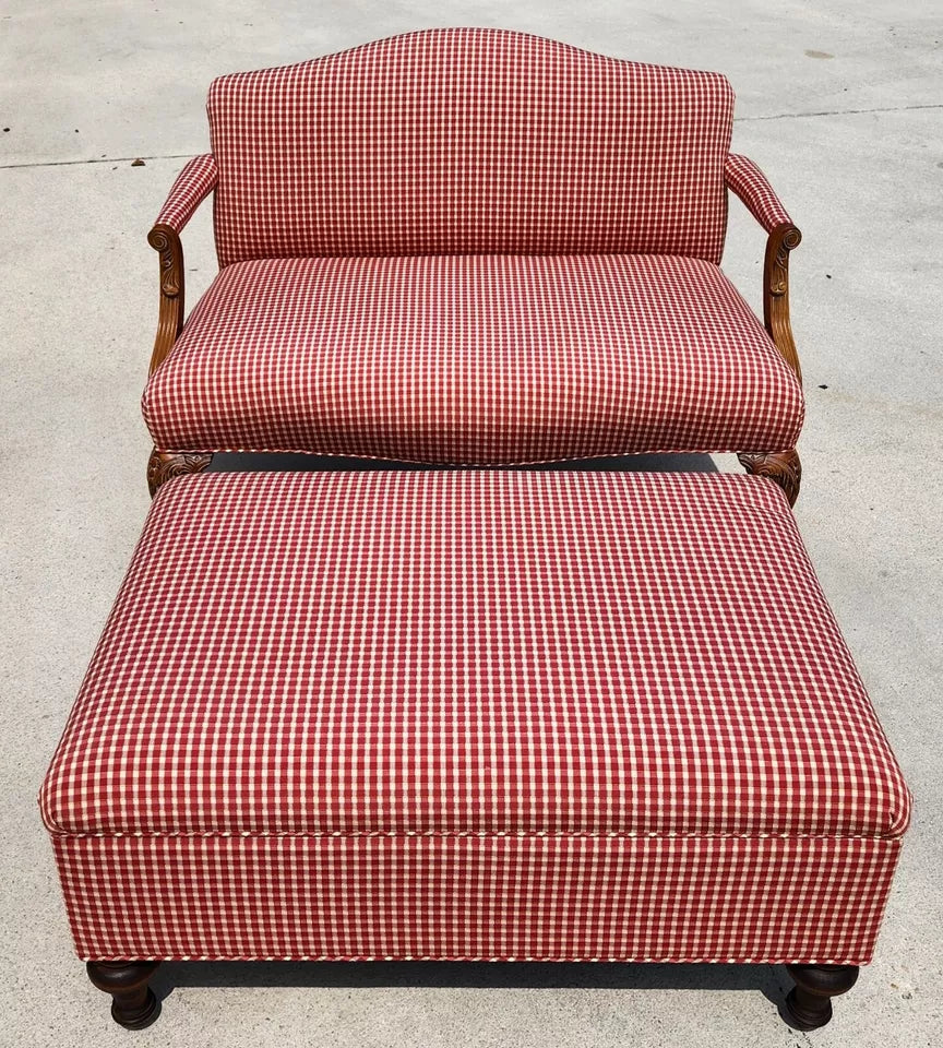 French Country Settee & Ottoman Set