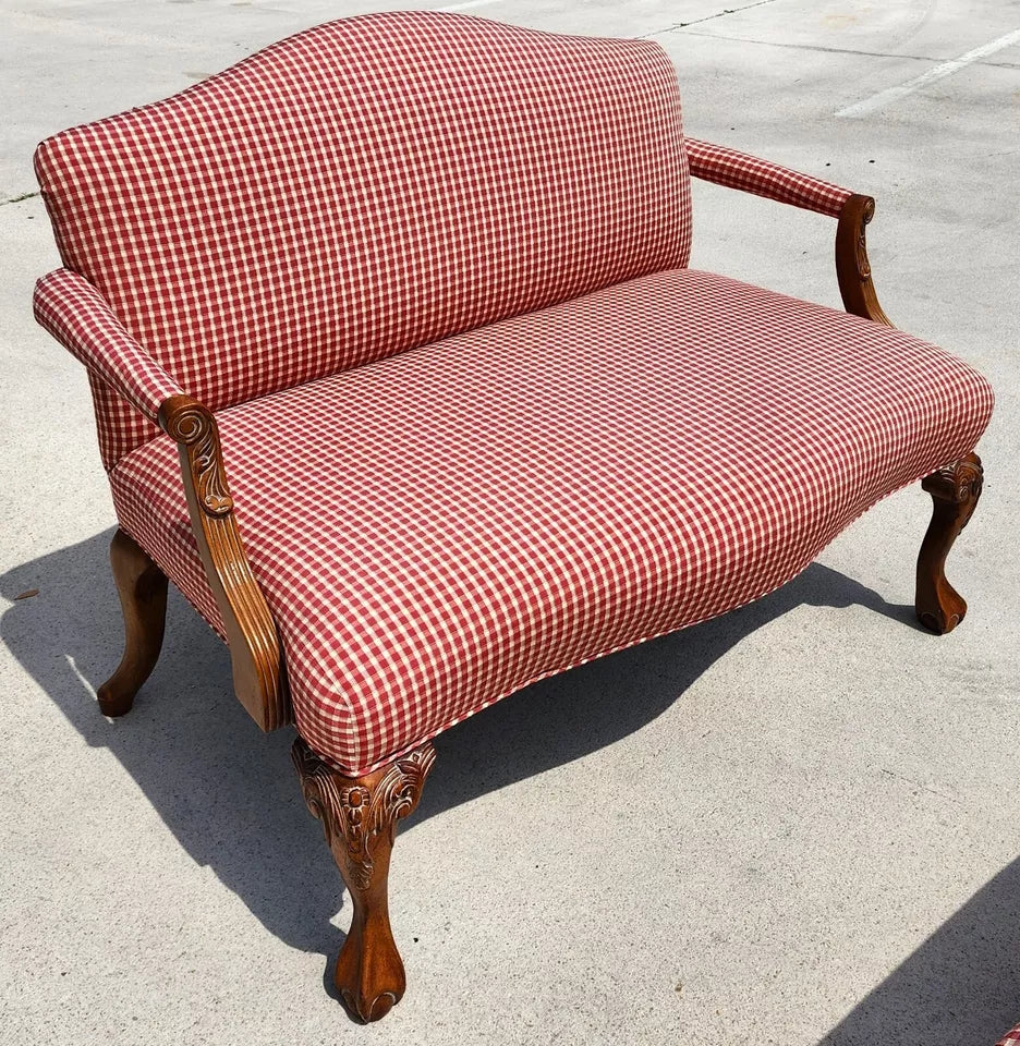 French Country Settee & Ottoman Set