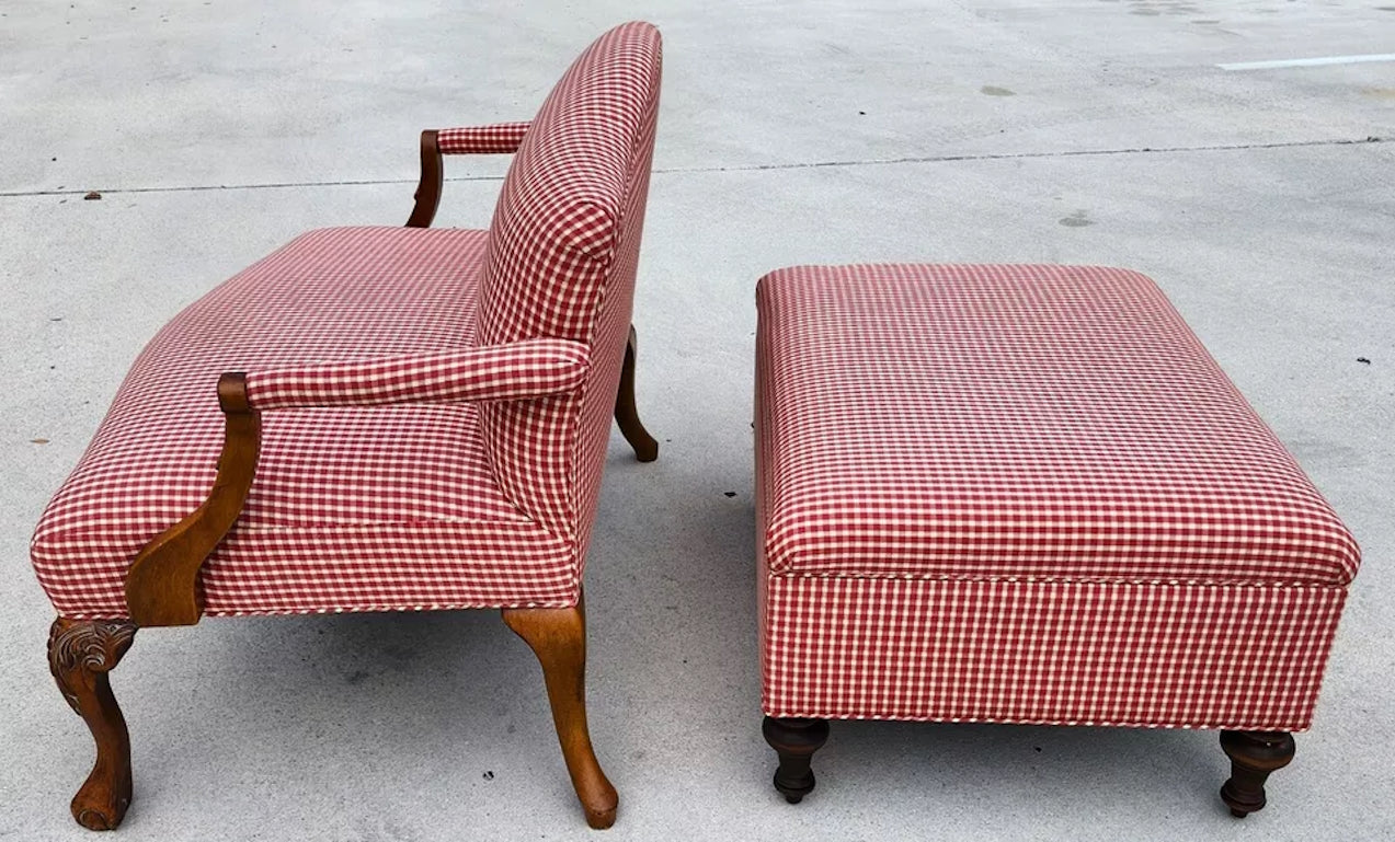French Country Settee & Ottoman Set