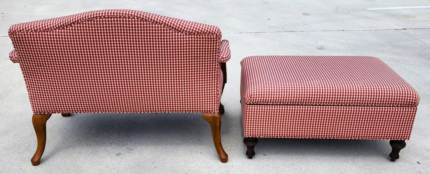 French Country Settee & Ottoman Set
