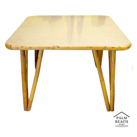 (1) Vintage Mid Century Modern BOHO Bamboo Mica Side Coffee Table