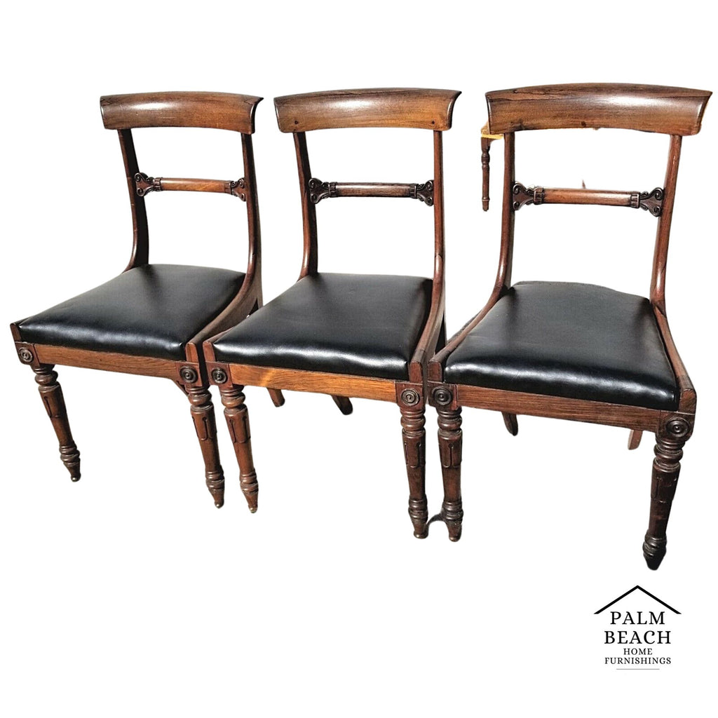 (1) ONLY William IV ca 1830 Hand Carved Mahogany Dining Chairs Turned Legs