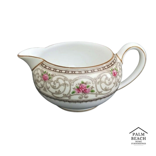 (1) ONLY WEDGWOOD Avondale Creamer and Lid Cream with Scrolls and Pink Roses