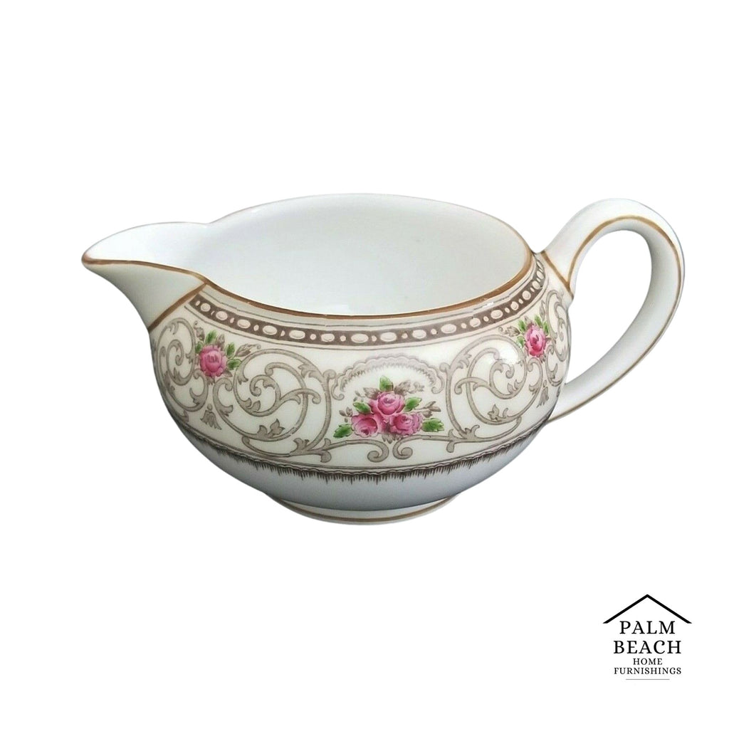 (1) ONLY WEDGWOOD Avondale Creamer and Lid Cream with Scrolls and Pink Roses