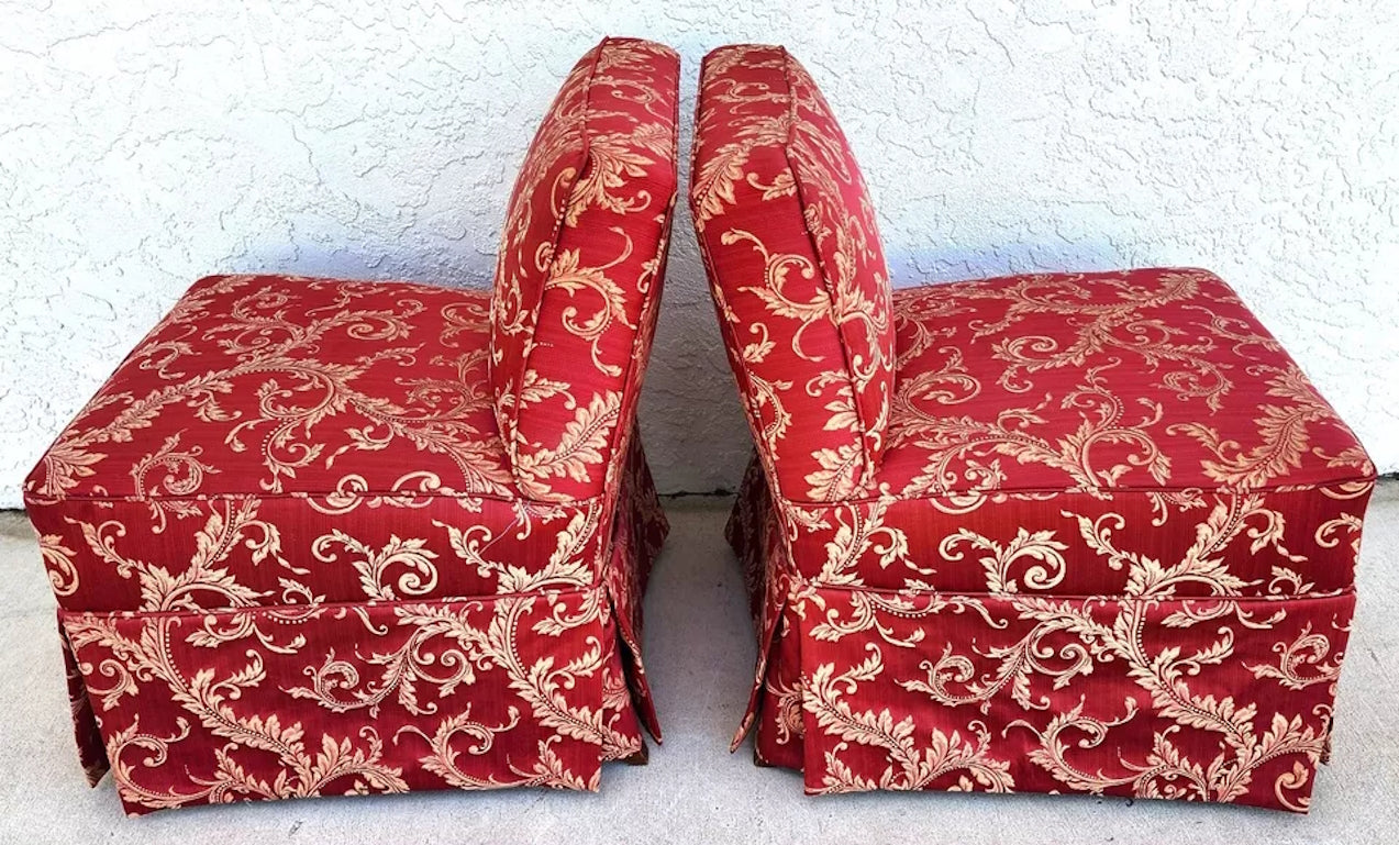Vintage Fleur De Lys Slipper Chairs Pair